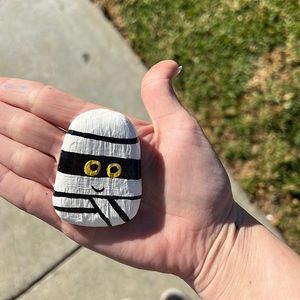 Sealed Handmade Acrylic Painted Rock: Cute Mummy rock